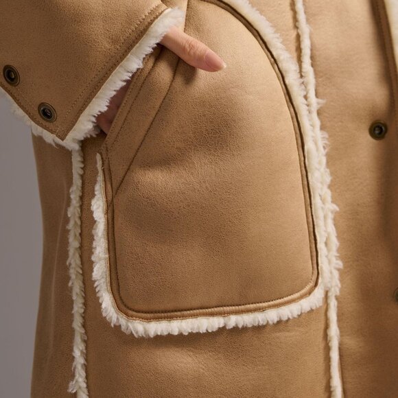 new ANTHROPOLOGIE PILCRO $800.00 REVERSIBLE SHERPA COAT 2X - Picture 6 of 7